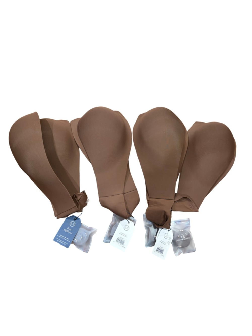 Evelyn Bobbie Wireless Strapless Bra Bundle 4pc Brown Nude Smoothing 38DD
